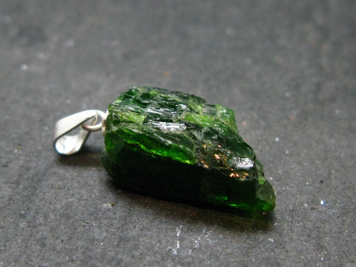 Green Chrome Diopside 925 Silver Pendant from Russia - 0.9" - 2.07 Grams