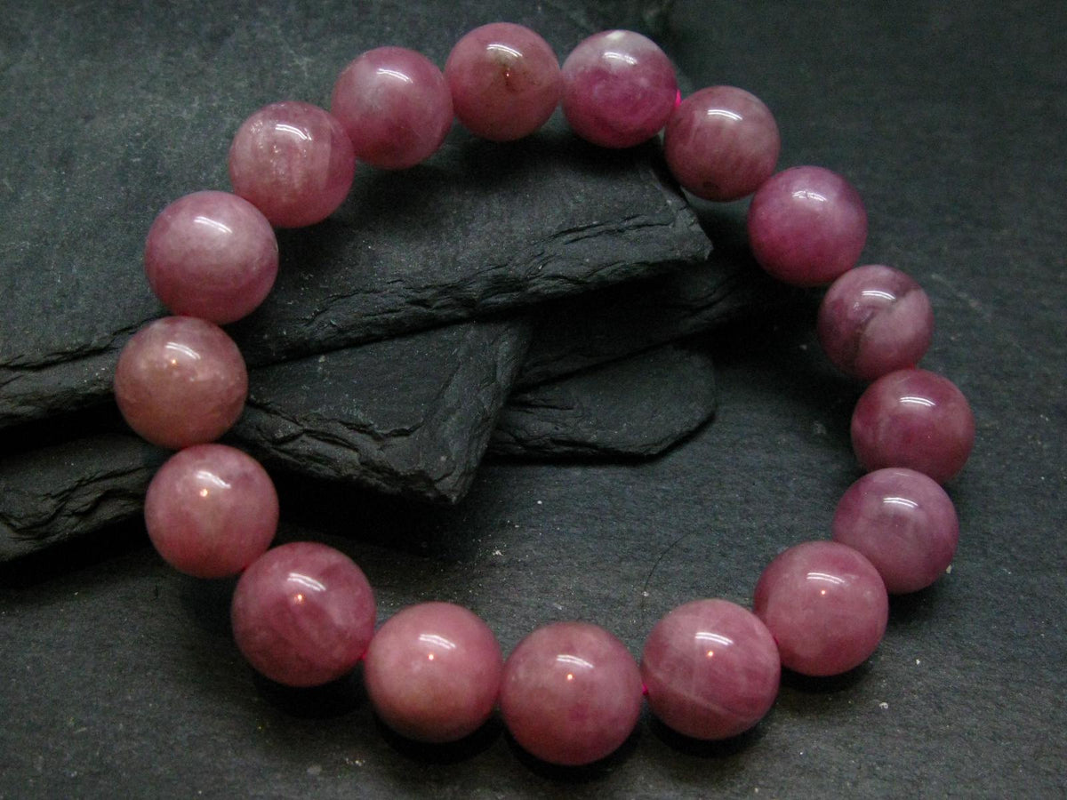 Pink Tourmaline Genuine Bracelet ~ 7 Inches ~ 12mm Round Stones