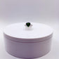 Green Helenite Trillion Cut Ring – Sterling Silver Faceted Gemstone Statement Ring