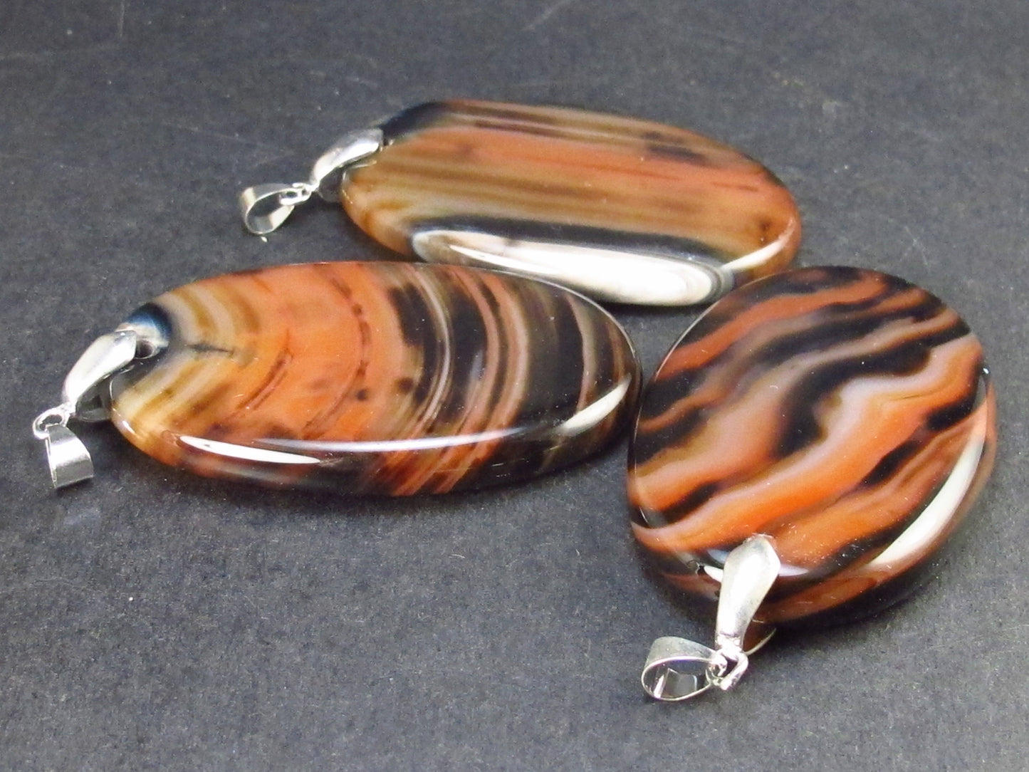 Lot of 3 Natural Agate Pendants - 70.2 Grams