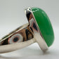Chrysoprase Oval Ring – Natural Green Chalcedony Sterling Silver Statement Jewelry - Size 8.5
