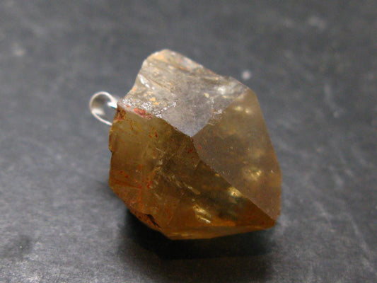 Natural Unheated Citrine Sterling Silver Pendant from Zambia - 1.2" - 8.33 Grams