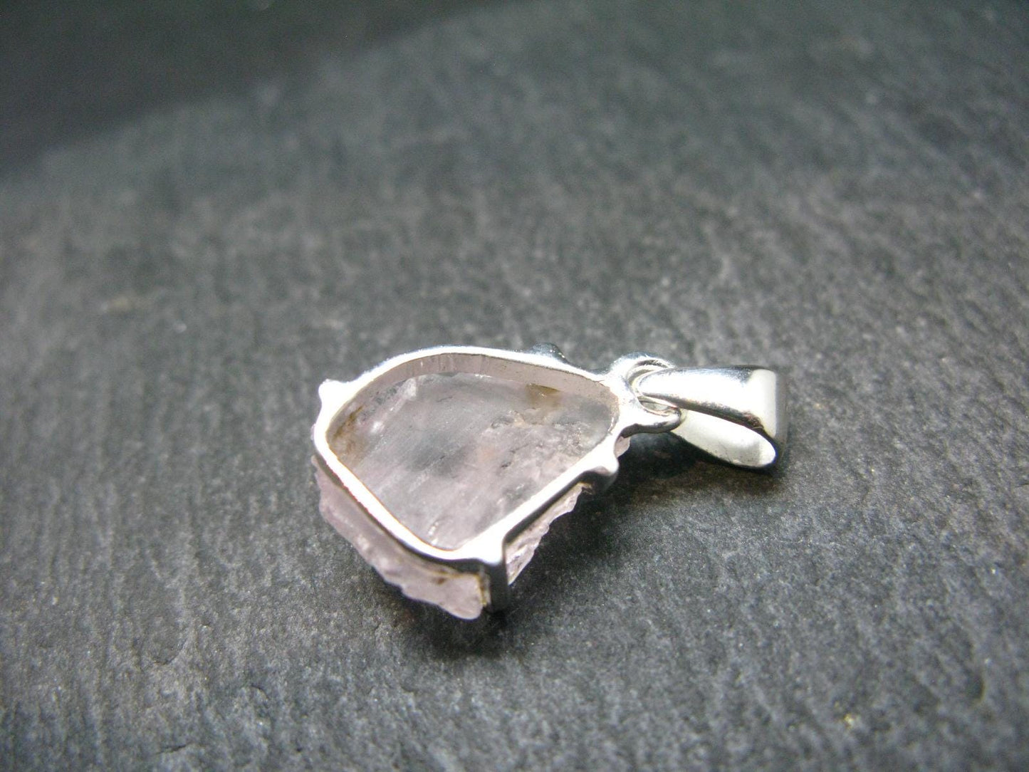 Gem Kunzite Spodumene Pendant in SS From Brazil - 1.0" - 2.33 Grams