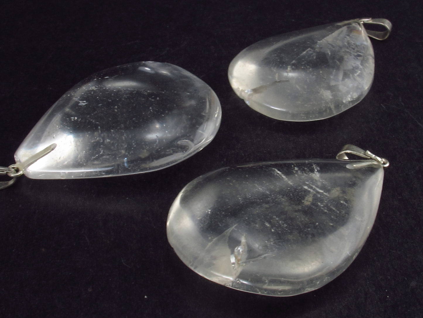 Lot of Three Natural Clear Drop Shaped Quartz Crystal Pendant from Brazil
