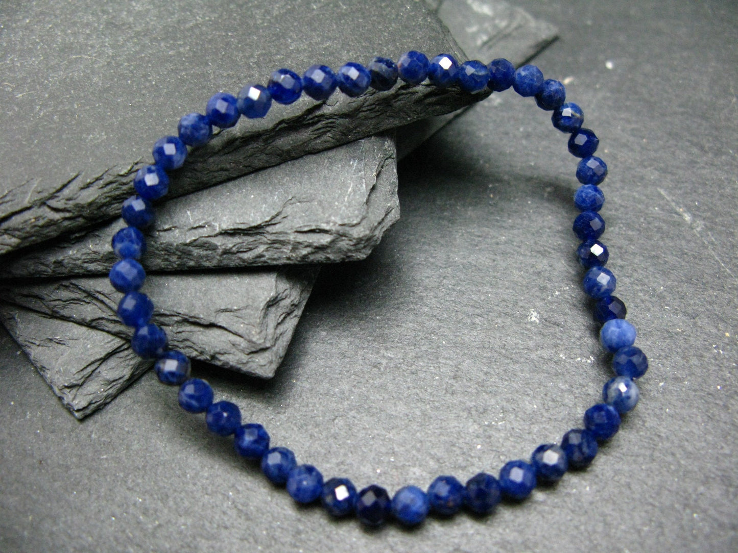 Sodalite Genuine Bracelet ~ 7 Inches ~ 4mm Facetted Beads