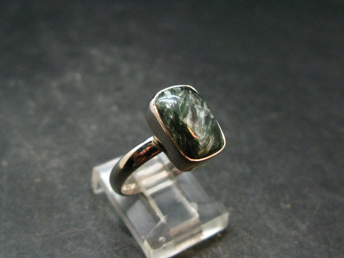 Seraphinite Clinochlore Angel Wings 925 Silver Ring From Russia - 2.70 Grams - Size 8