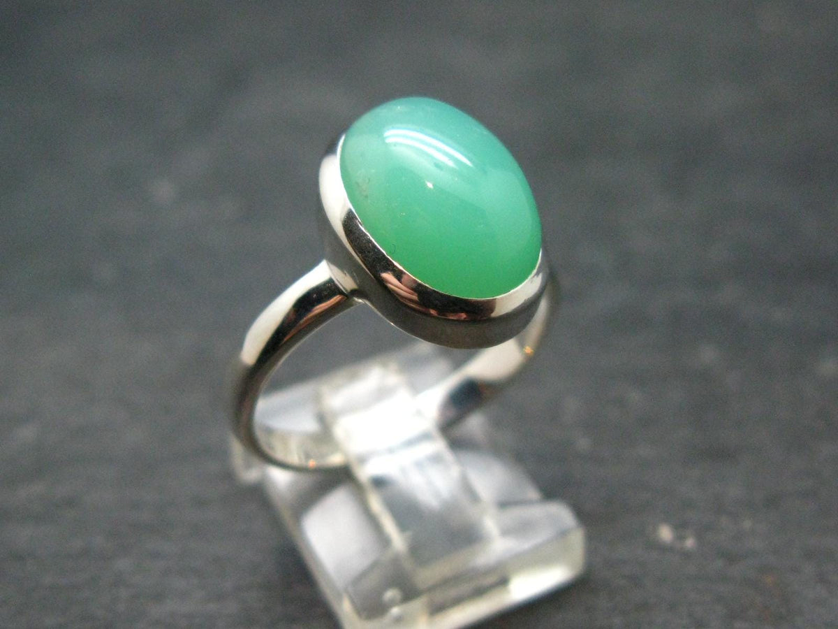 Natural Apple Green Chrysoprase 925 Sterling Silver Ring From Australia - 5.0 Grams - Size 10