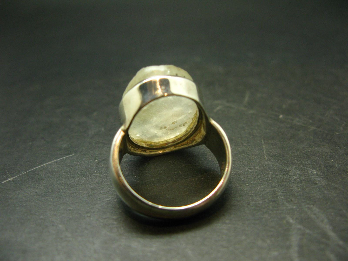 Natural Gem Raw Libyan Desert Glass Tektite Sterling Silver Ring from Libya - Size 10.5 - 11.3 Grams