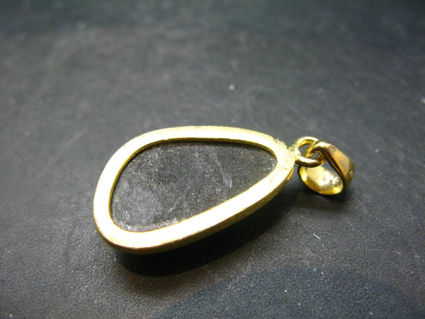 Nuumite Nuummite Gold Plated Silver Pendant From Greenland - 1.5" - 8.24 Grams