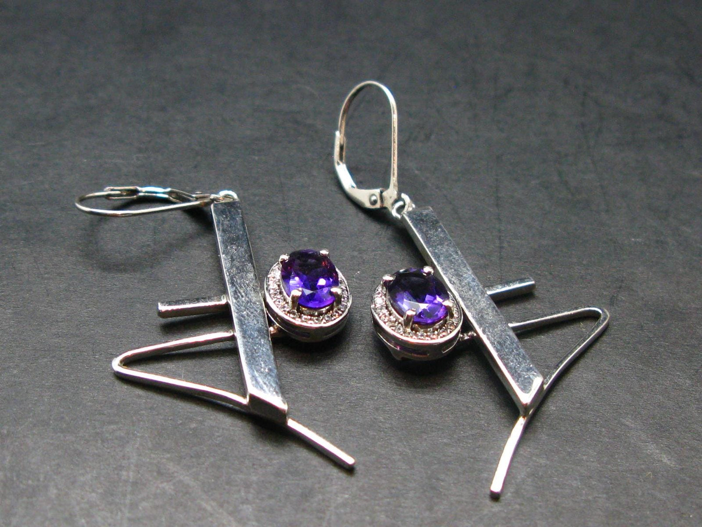 Faceted Natural Amethyst 925 Sterling Silver Earrings - 0.5" - 8.83 Grams
