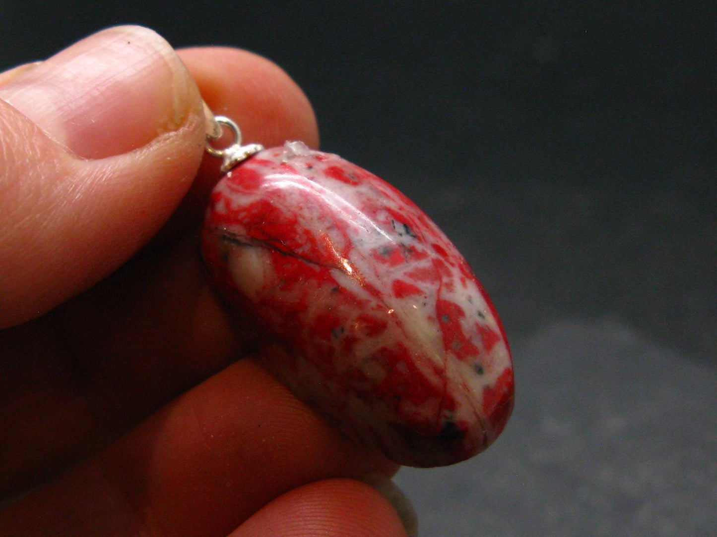 Rare Red Cinnabar Cinabar Pendant From Peru - 1.3"