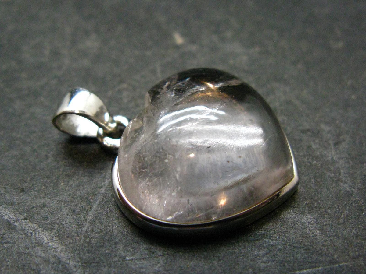 Nice Danburite Crystal Silver Heart Pendant from Mexico - 1.1" - 5.44 Grams