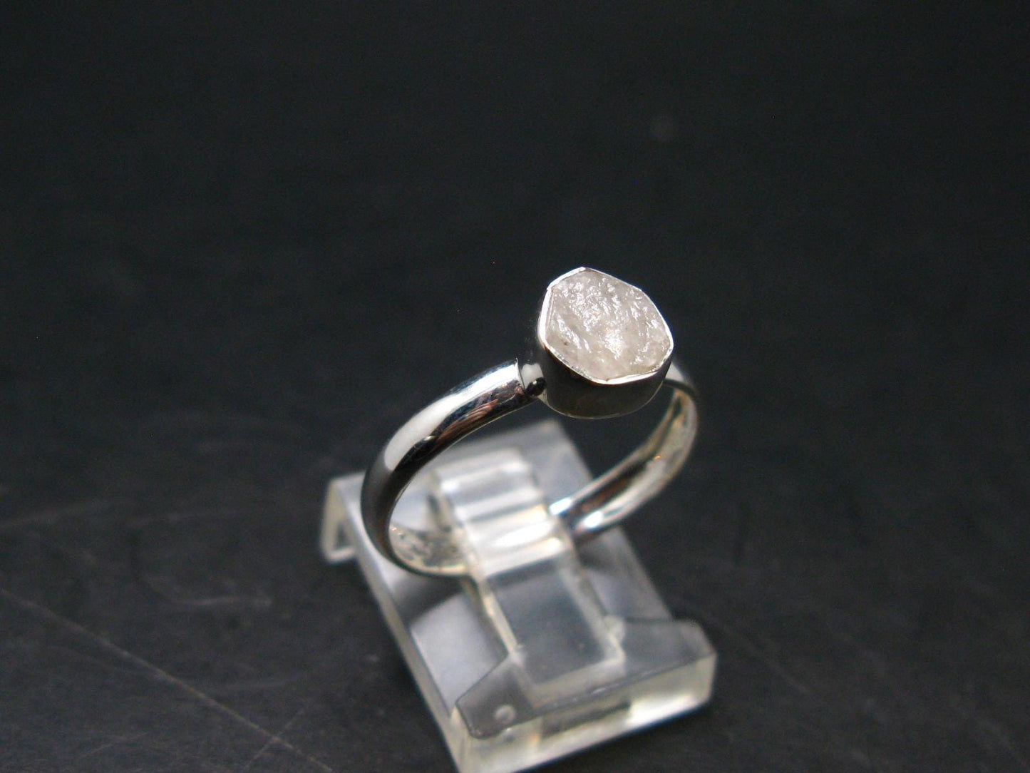Very Rare White Cryolite 925 Silver Ring from Greenland - Size 8 - 1.81 Grams