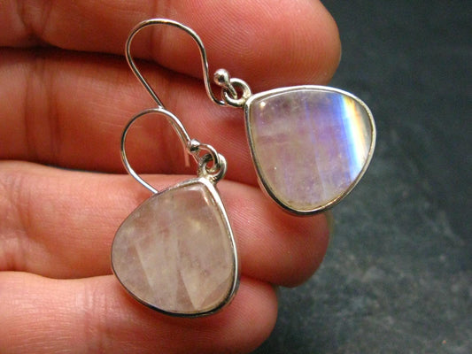 Cabochon Natural Moonstone 925 Sterling Silver Drop Earrings - 1.2" - 4.81 Grams