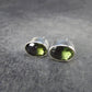 Facetted Moldavite Tektite Stud Earrings in Sterling Silver from Czech Republic - 2.38 Grams