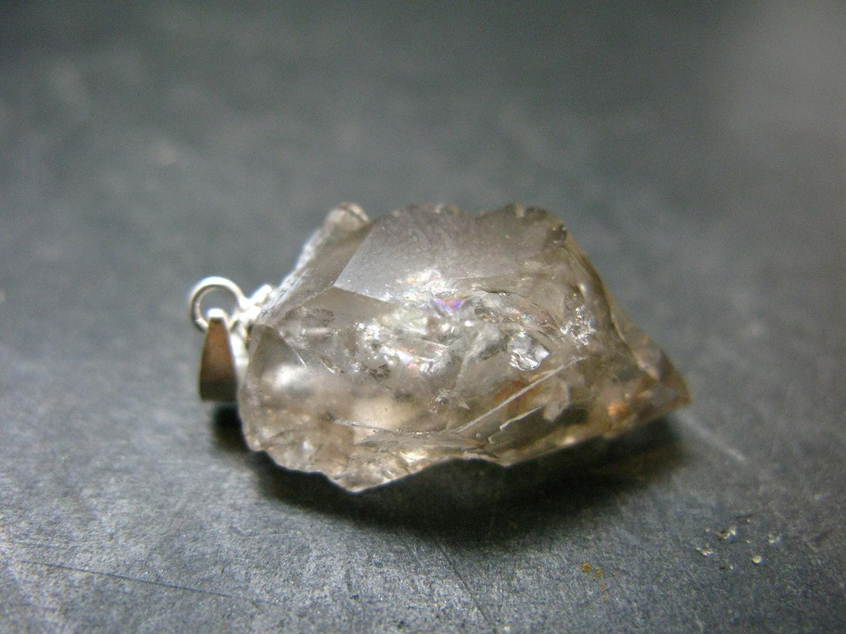 Large DT Elestial Quartz Crystal Silver Pendant From Brazil - 1.1" - 4.16 Grams