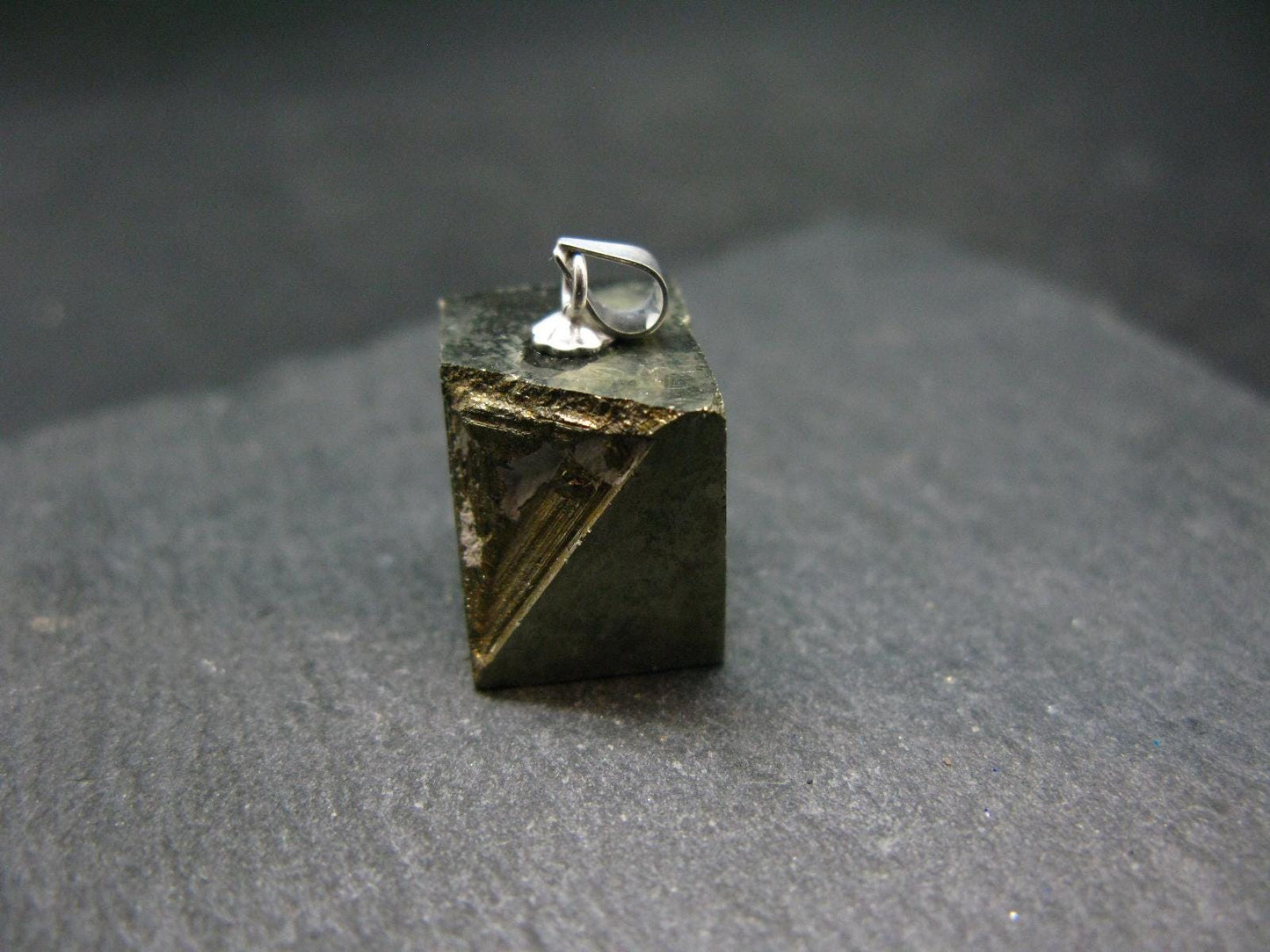 Perfect Pyrite Cube Silver Pendant from Spain - 0.8"