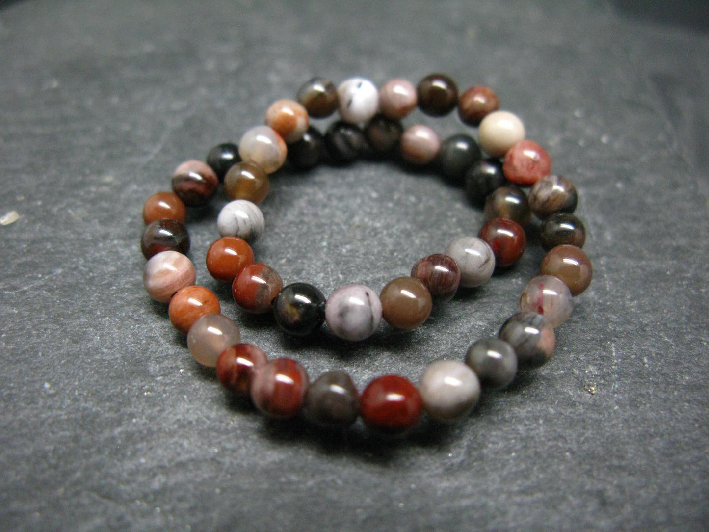 Petrified Wood Genuine Bracelet ~ 7 Inches ~ 4mm Round Beads