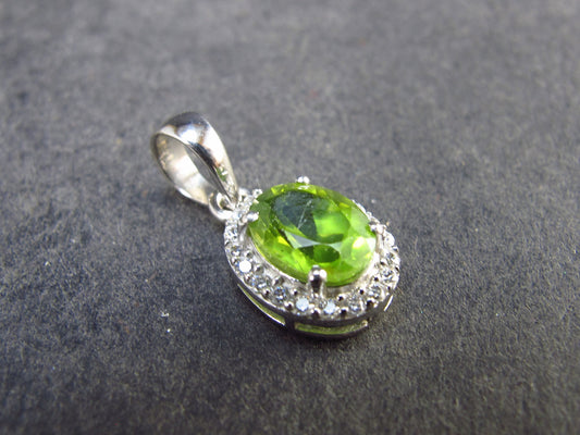 Peridot Olivine Faceted Pendant in SS From Arizona - 0.7" - 1.22 Grams