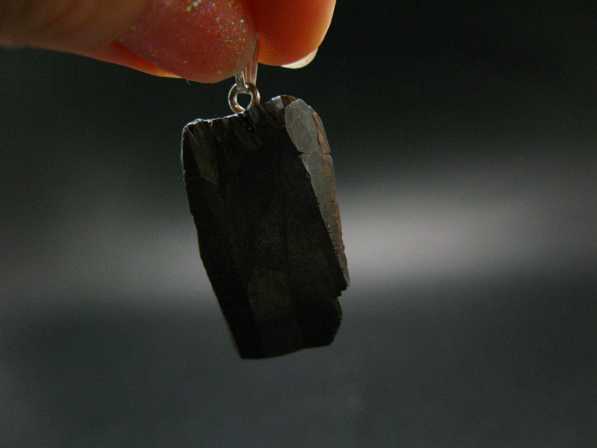 Bubble Hematite Silver Pendant from Morocco - 1.5" - 12.86 Grams