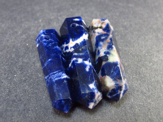 Lot of 3 Natural Sodalite Pencil Point Pendants from Brazil
