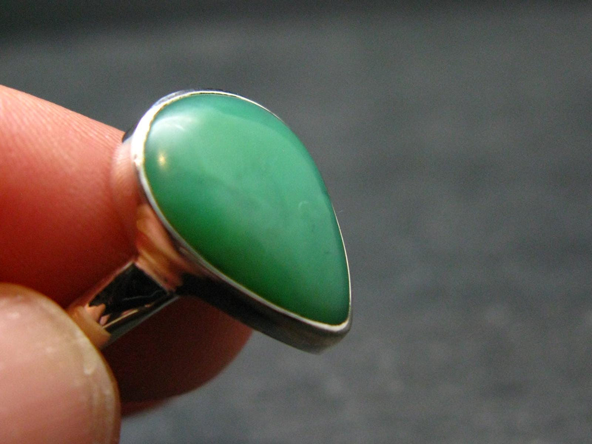 Natural Apple Green Chrysoprase 925 Sterling Silver Ring From Australia - 3.34 Grams - Size 7