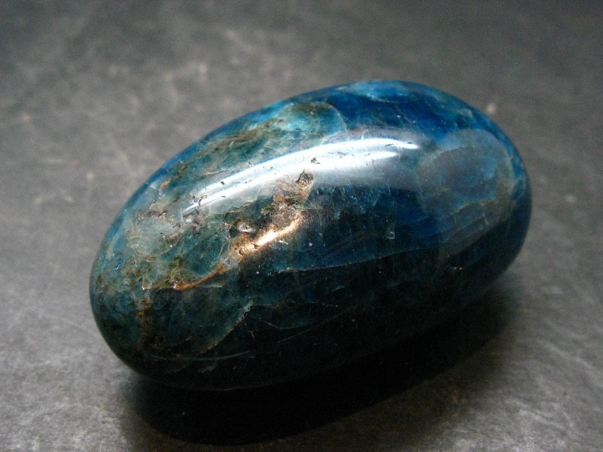 Neon Blue Apatite Tumbled Stone from Madagascar - 124.87 Grams - 2.4"