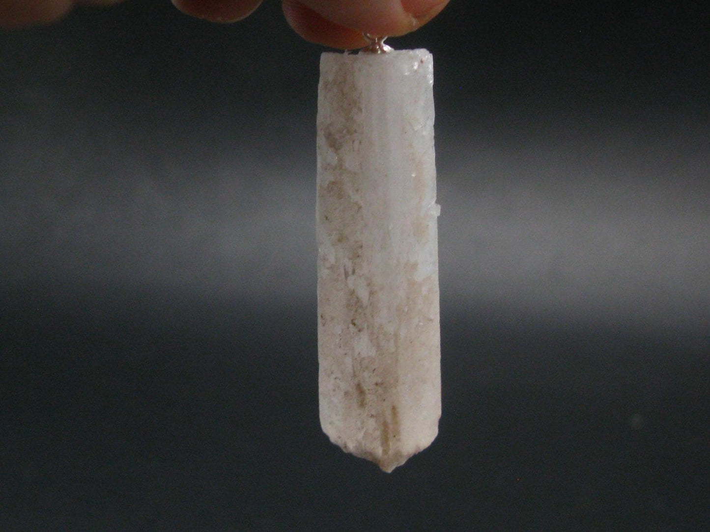 Scolecite Silver Pendant From India - 2.2"