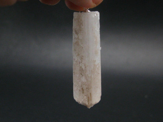 Scolecite Silver Pendant From India - 2.2"