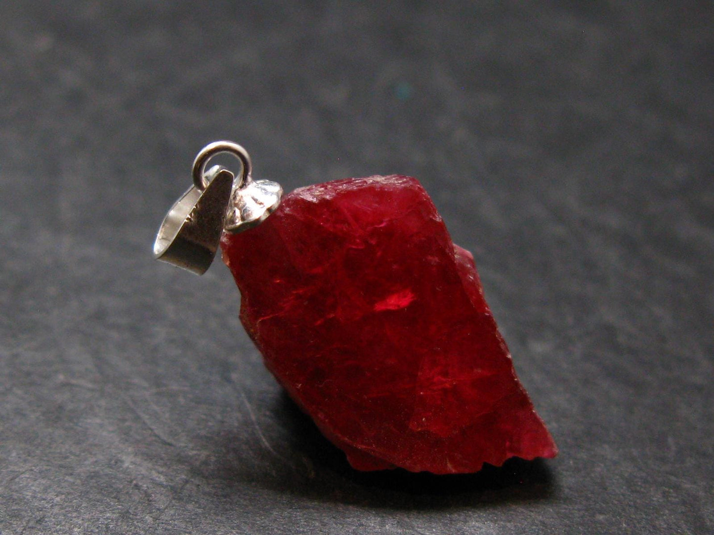 Rare Raw Rhodonite Silver Pendant From Brazil - 1.0" - 4.0 Grams