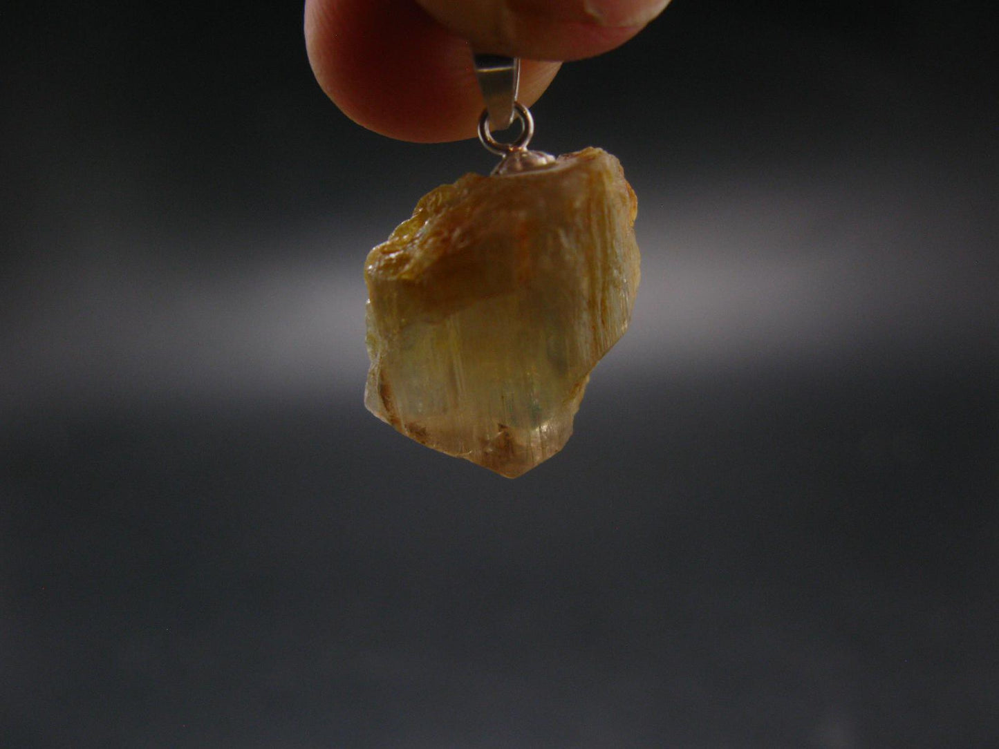 Gem Color Change See-Thru Straw Terminated Crystal Diaspore Crystal Silver Pendant From Turkey - 1.0" - 4.52 Grams