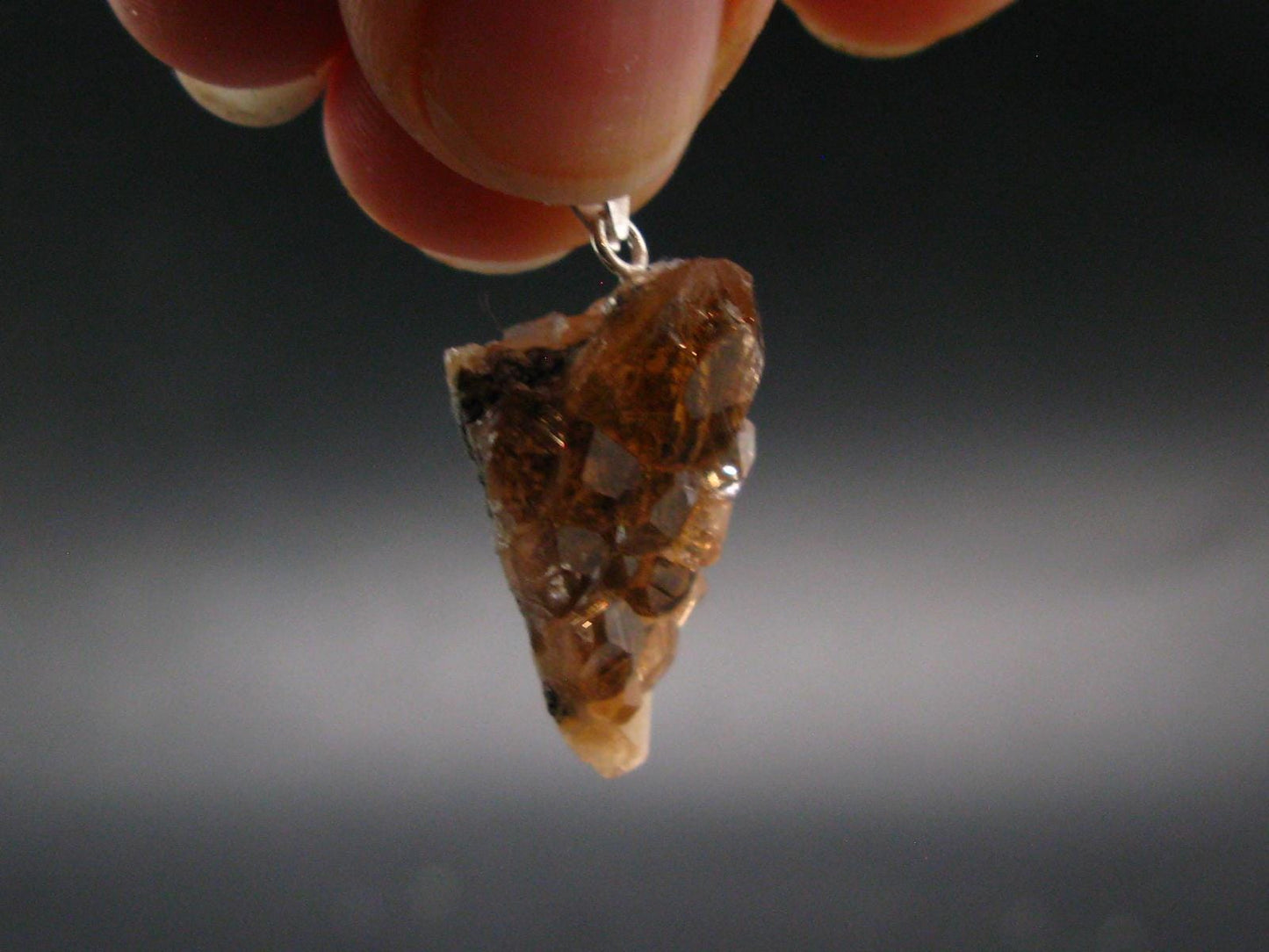 Gem Hessonite Garnet Crystal Silver Pendant from Canada - 1.1" - 3.79 Grams
