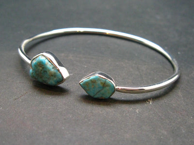 Amazing Intense Blue Genuine Turquoise Silver Bracelet - Adjustable Size - 5.21 Grams