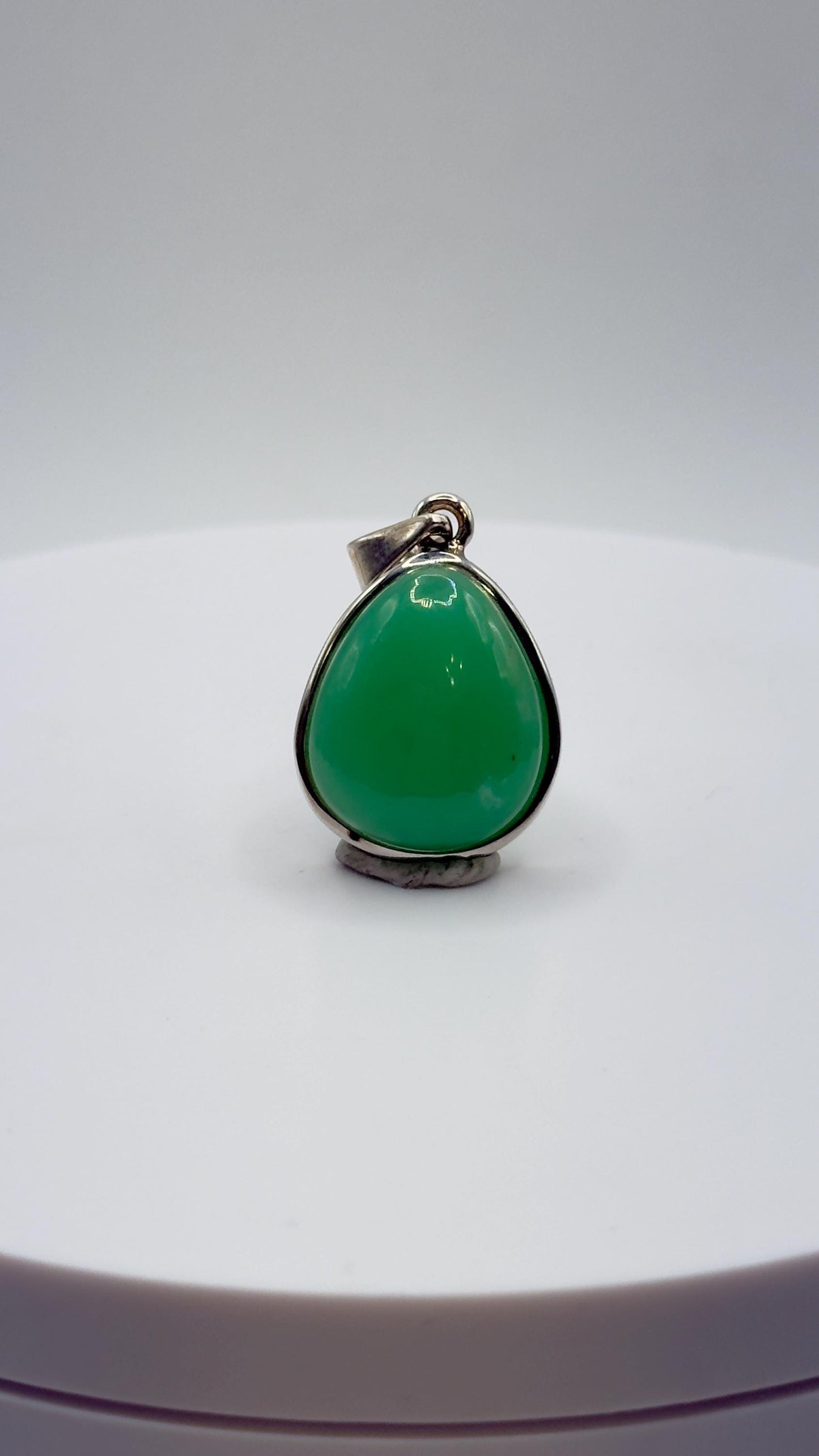 Natural Chrysoprase Teardrop Pendant – Green Sterling Silver Necklace Charm - Weight 6.24 g
