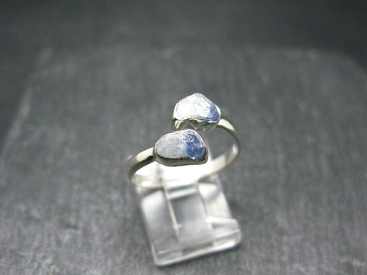 Benitoite Silver Ring From California - Size Adjustable - 2.26 Grams