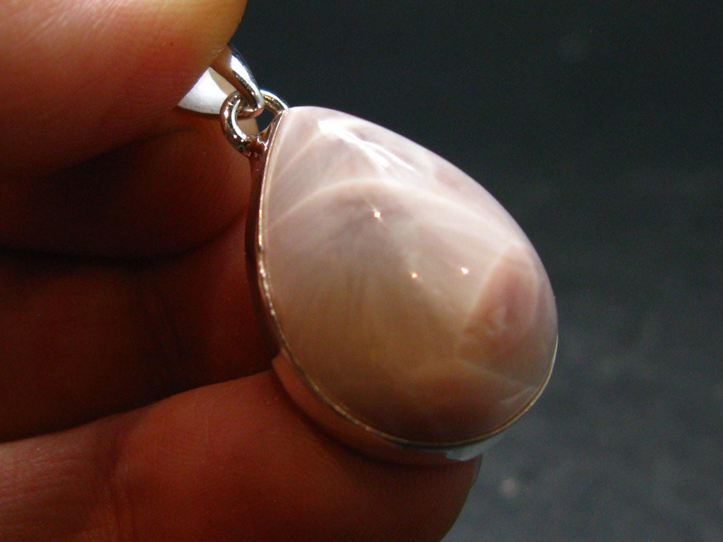 Natrolite Silver Plated Pendant Necklace From Indonesia - 1.3" - 4.90 Grams