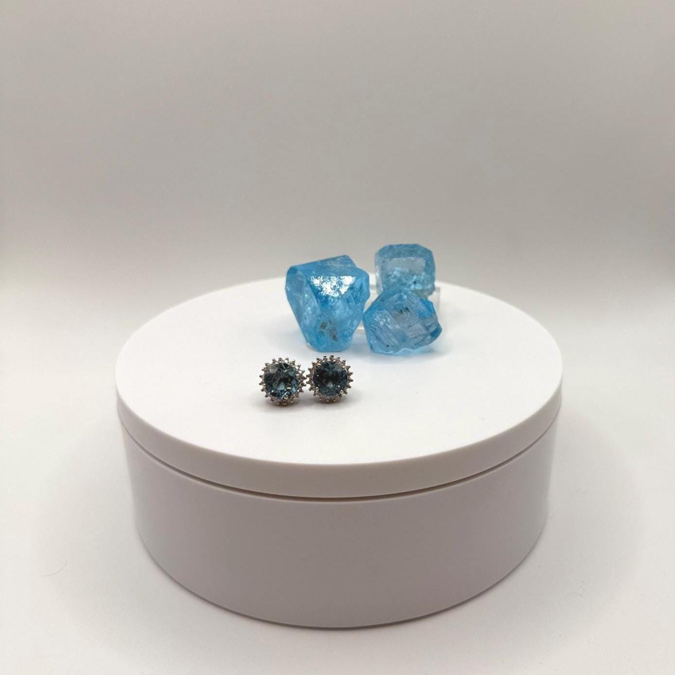 Swiss Blue Topaz Stud Earrings in Sterling Silver — Classic Sparkle - Weight 3.77 Grams