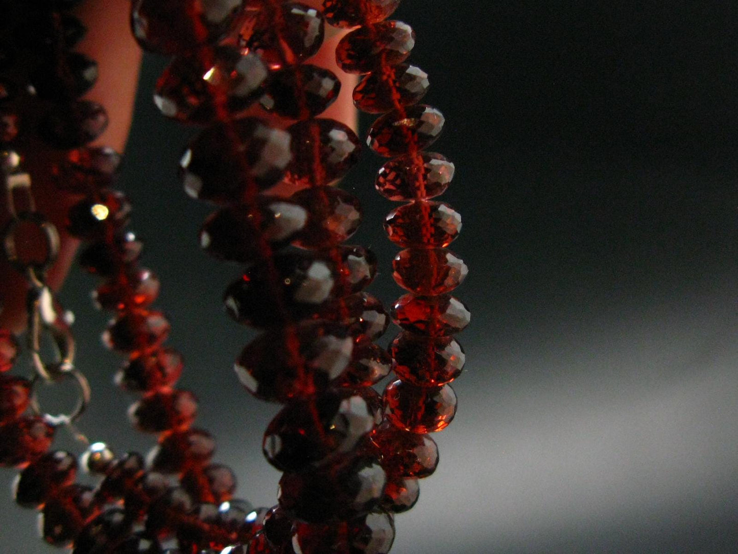 Gem Red Garnet Almandine Beads Silver Necklace from India - 20" - 48.45 Grams