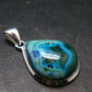 Malachite And Chrysocola Silver Plated Pendant from Congo - 1.4" - 6.18 Grams