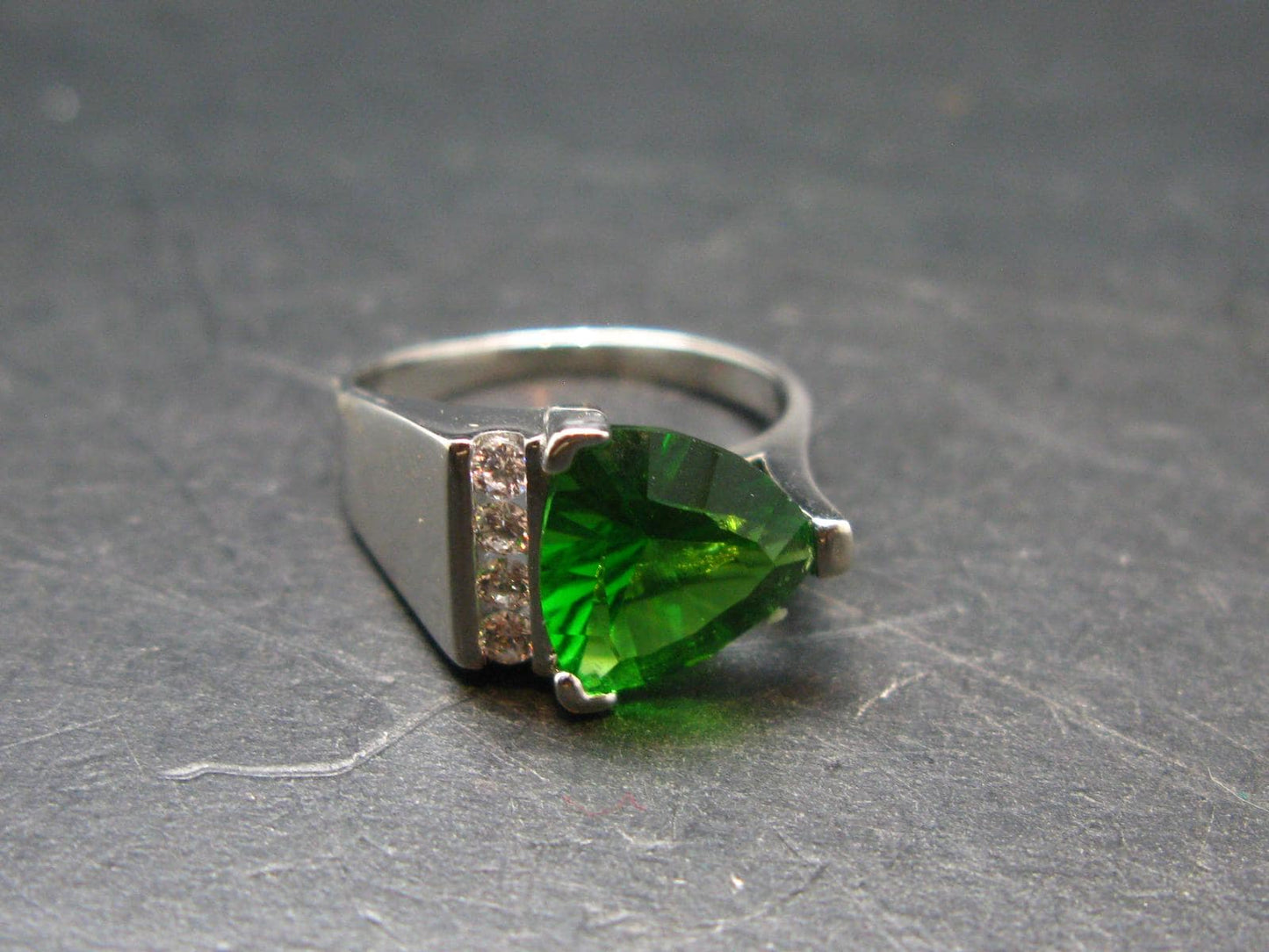 Helenite Gaia Stone Gem Sterling Silver Ring From Washington - Size 7.5 - 1.72 Carats