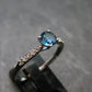 Facetted Blue Topaz Sterling Silver Ring With CZ - 1.65 Grams - Size 9