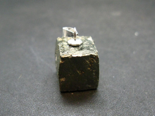 Perfect Pyrite Cube Silver Pendant from Spain - 0.7"