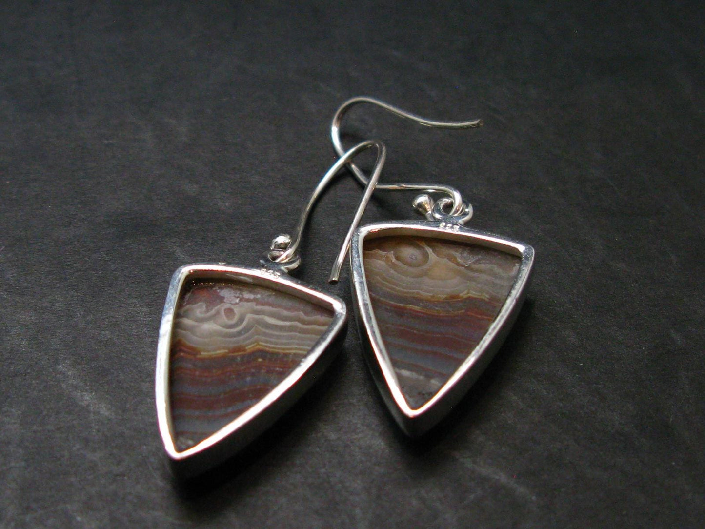 Laguna Lace Agate 925 Silver Earrings - 5.15 Grams