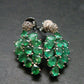 Gem Emerald Faceted Earrings In Sterling Silver - 3.41 Carats