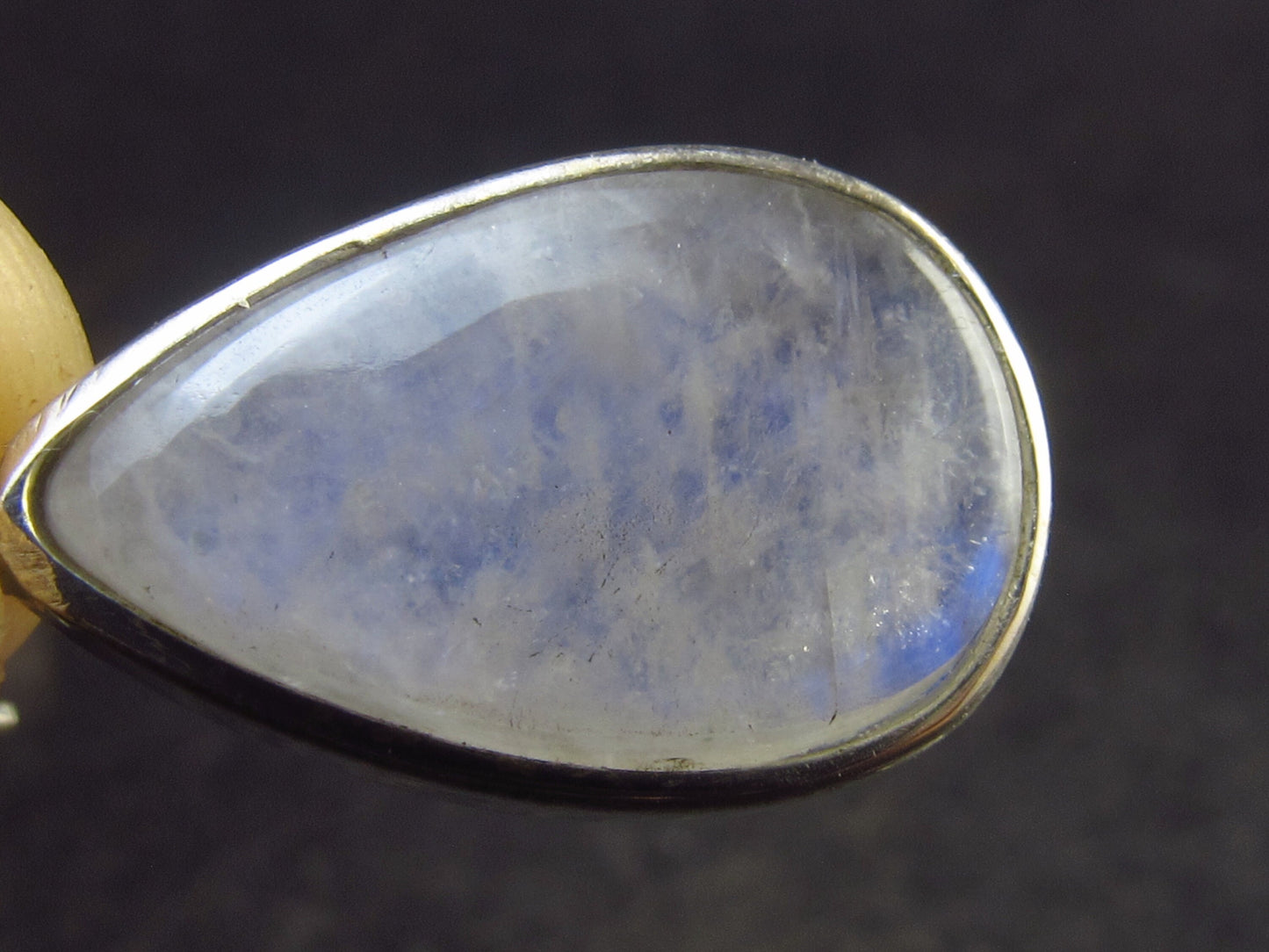 Pear Shaped Cabochon Natural Moonstone 925 Sterling Silver Drop Earrings - 1.3" - 2.96 Grams