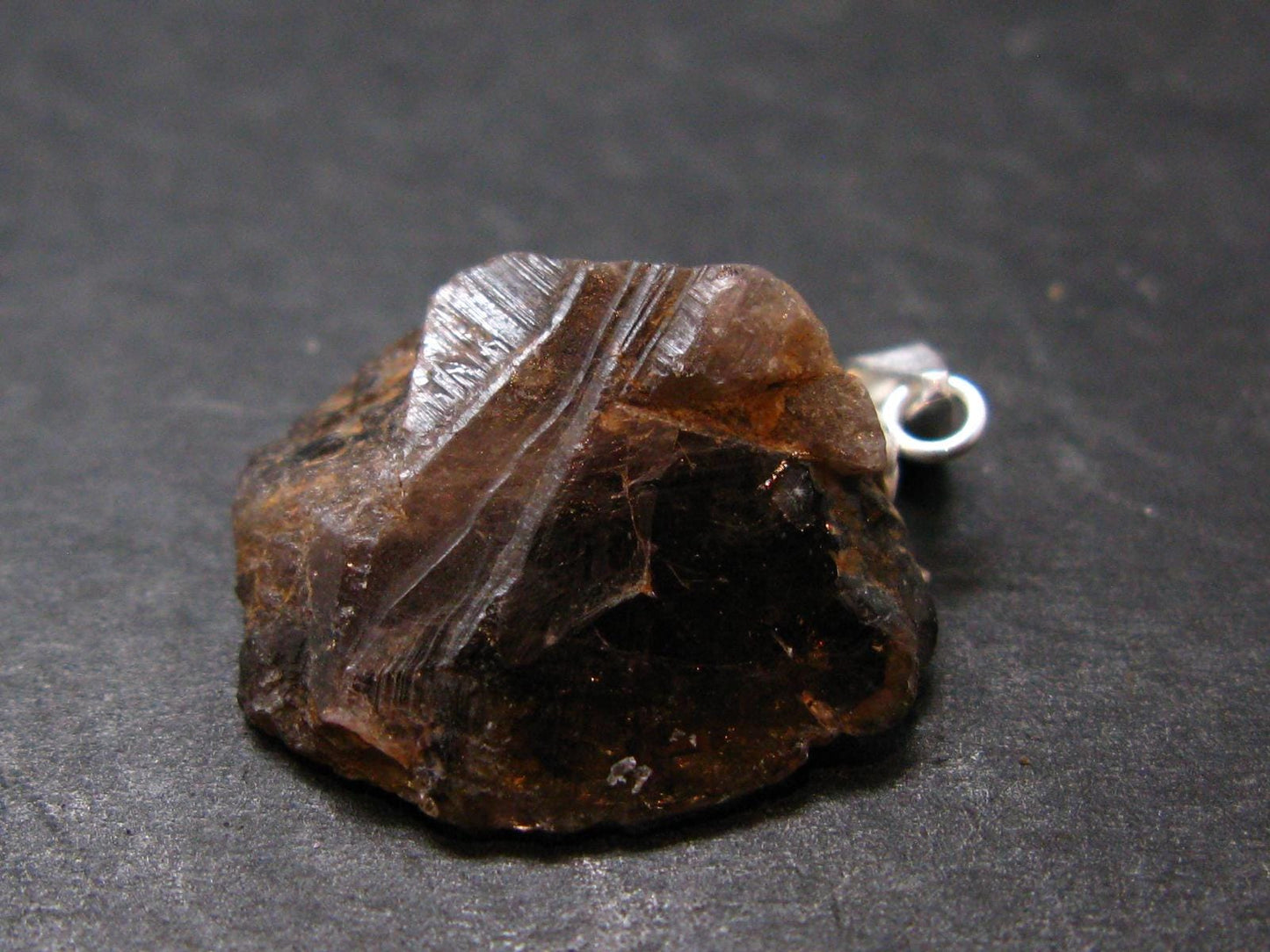 Rare Axinite Crystal Silver Pendant From Russia - 1.0" - 3.35 Grams