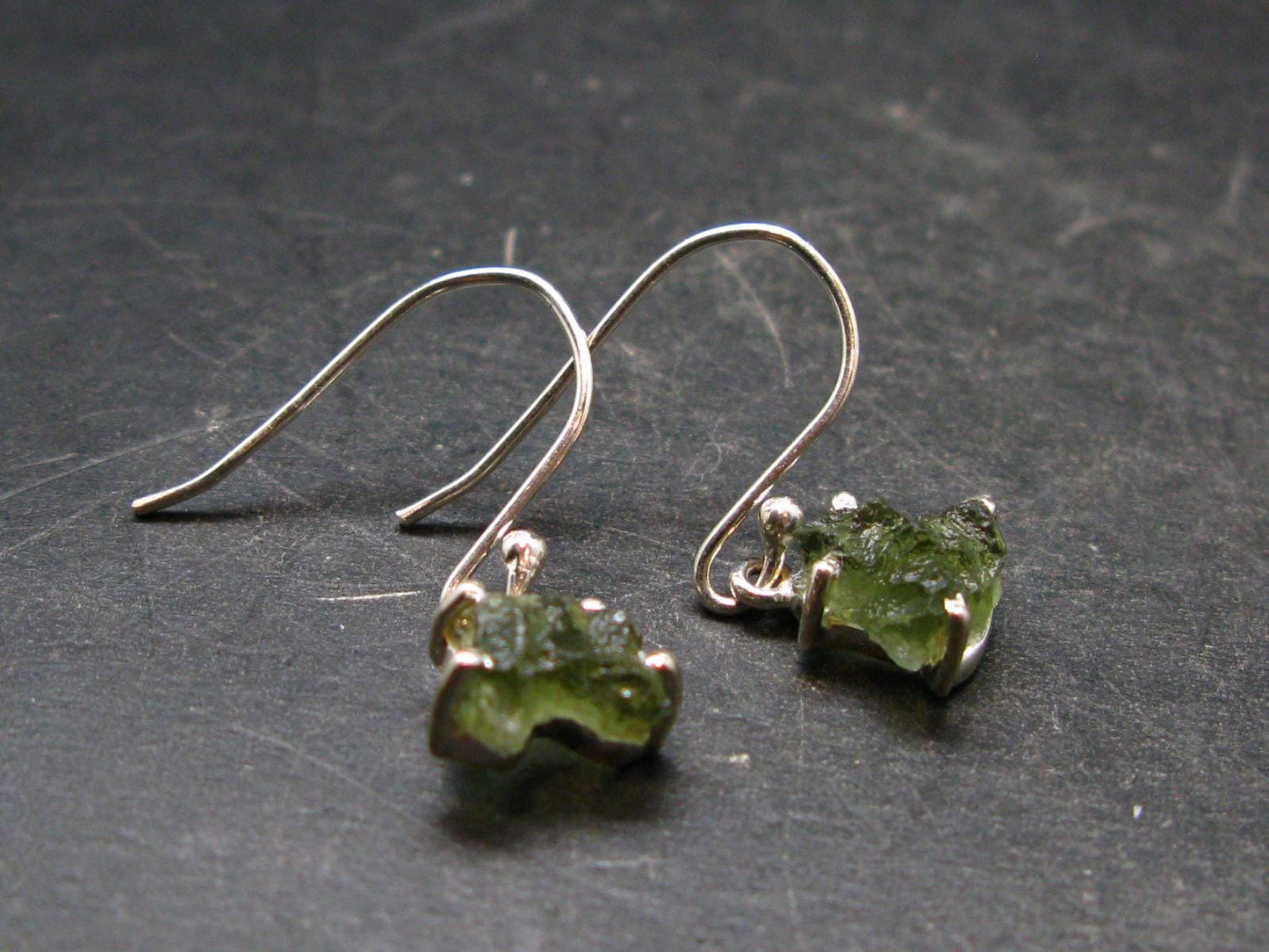Moldavite Tektite Silver Earrings from Czech Republic - 2.05 Grams