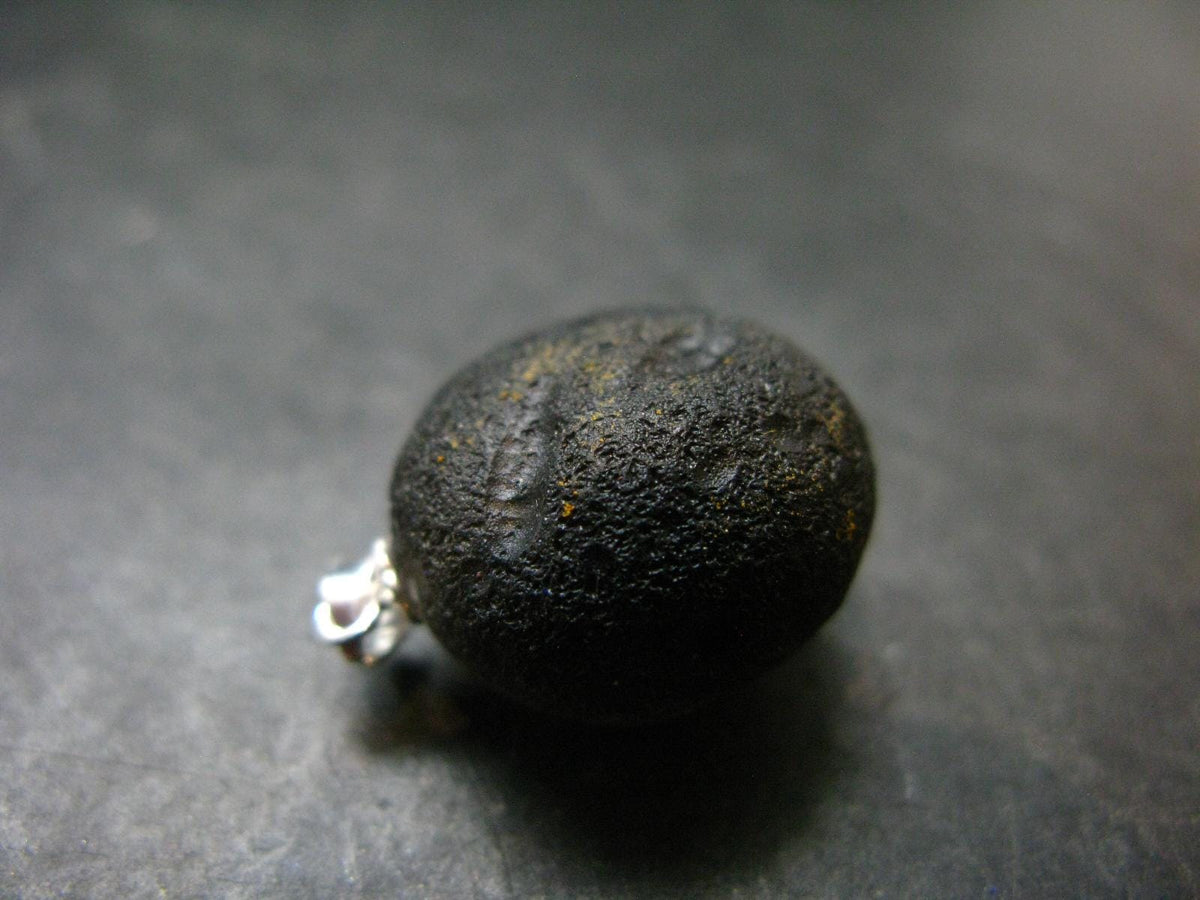 Colombianite Pseudotektite Silver Pendant from Colombia - 6.33 Grams - 1.0"
