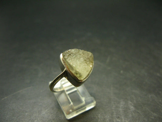 Natural Gem Raw Libyan Desert Glass Tektite Sterling Silver Ring from Libya - Size 9 - 4.9 Grams