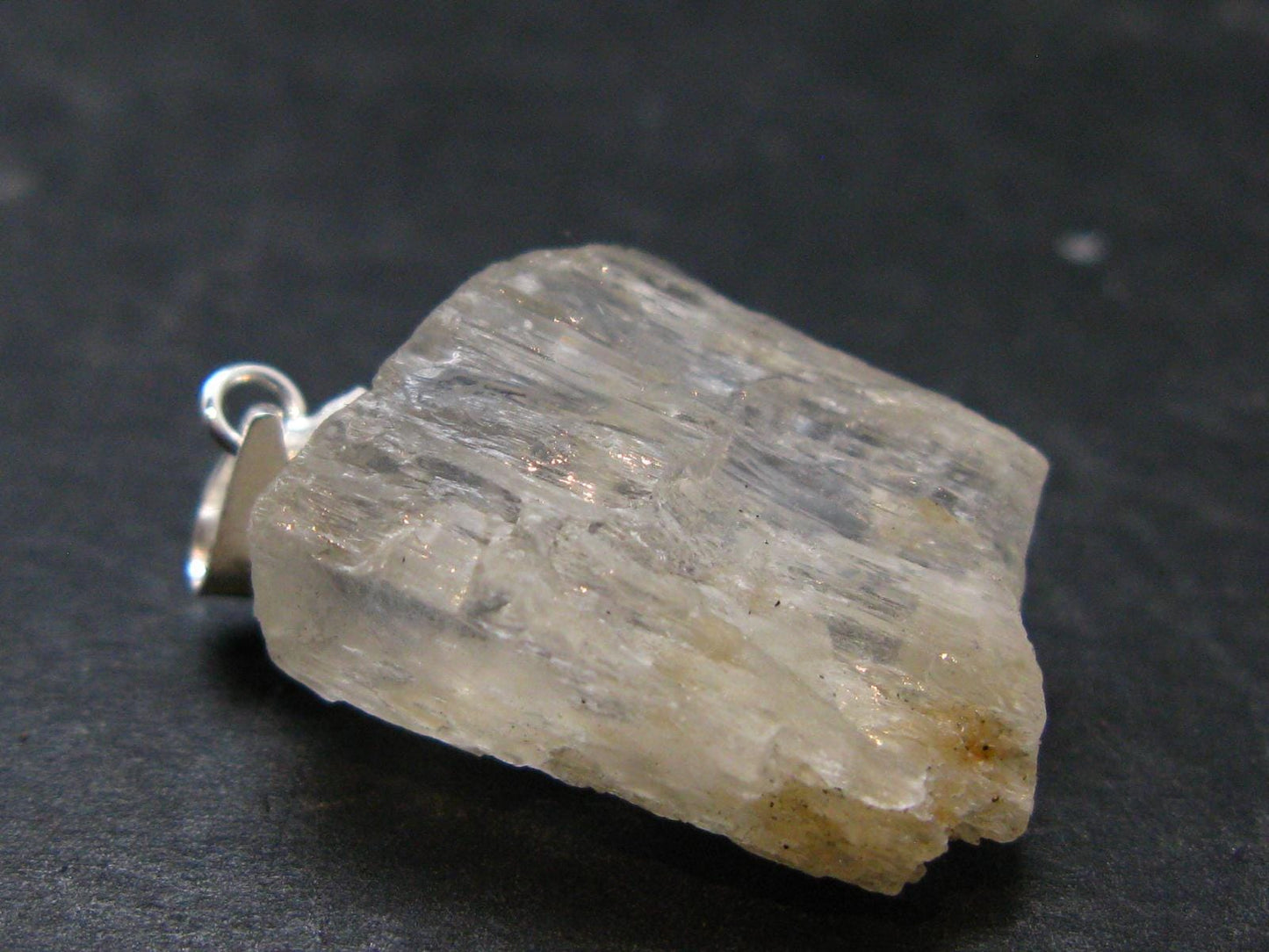 Clear Petalite Crystal Silver Pendant from Brazil - 1.1" - 3.53 Grams